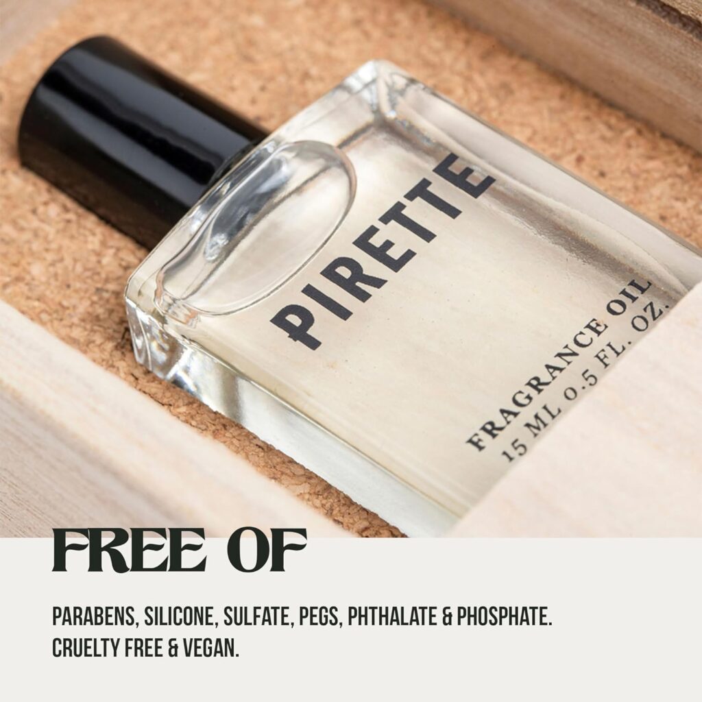 PIRETTE Mini Duo Set Evening Glass + Pirette Fragrance, Travel Size Perfume Oil, Warm Wood, Smoky Vanilla, Fresh Coconut, Surf Wax  Sunscreen, 0.25 Fl Oz (Pack of 2)