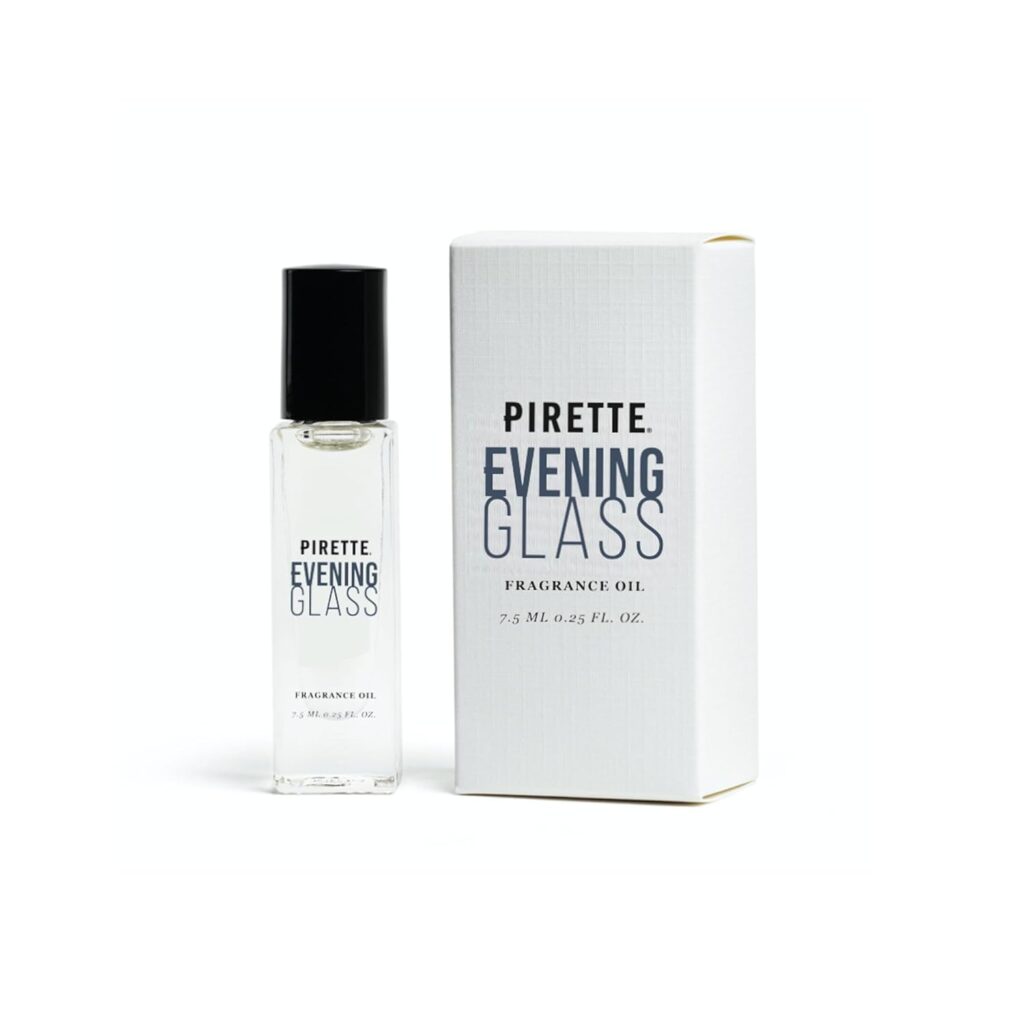 PIRETTE Mini Duo Set Evening Glass + Pirette Fragrance, Travel Size Perfume Oil, Warm Wood, Smoky Vanilla, Fresh Coconut, Surf Wax  Sunscreen, 0.25 Fl Oz (Pack of 2)