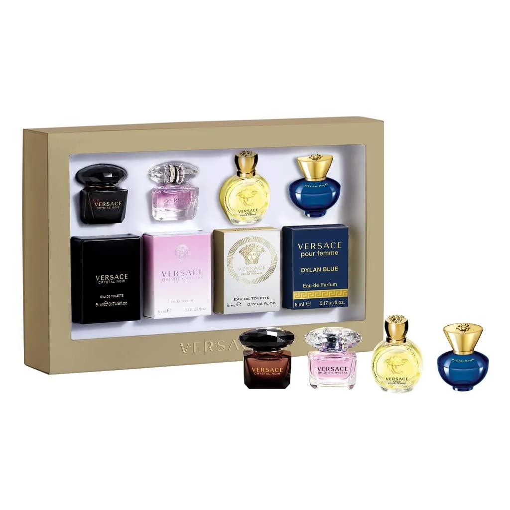 Versace Gifts  Sets Womens Mini Set (Crystal Noir/Bright Crystal/Eros Pour Femme EDT, Pour Femme Dylan Blue EDP)