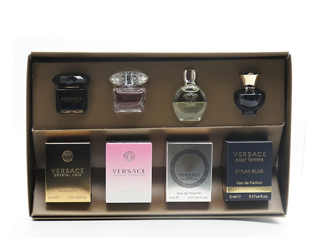 Versace Gifts  Sets Womens Mini Set (Crystal Noir/Bright Crystal/Eros Pour Femme EDT, Pour Femme Dylan Blue EDP)