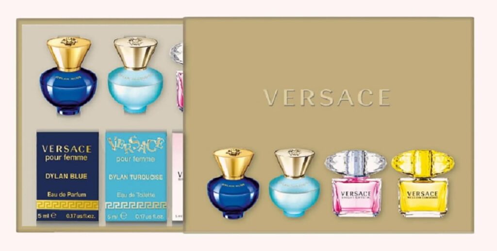 Versace Gifts  Sets Womens Mini Set (Crystal Noir/Bright Crystal/Eros Pour Femme EDT, Pour Femme Dylan Blue EDP)