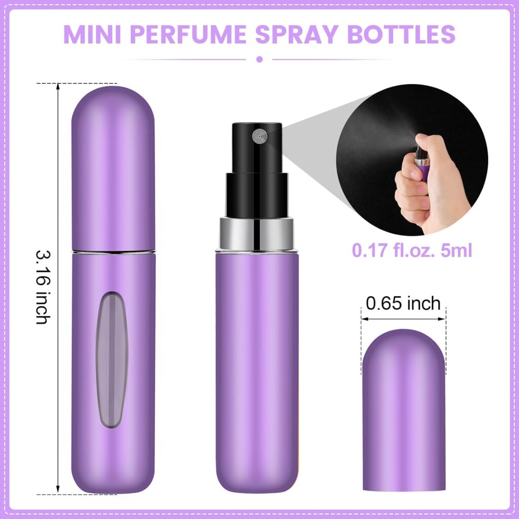 Perfume Travel Refillable Mini Spray Bottles Atomizer Travel Perfume Bottle Refillable Empty Cologne Travel Essentials for Women Mens Small Mister Spray Bottle for Travel Accessories 6 Pack 5ml/0.2oz