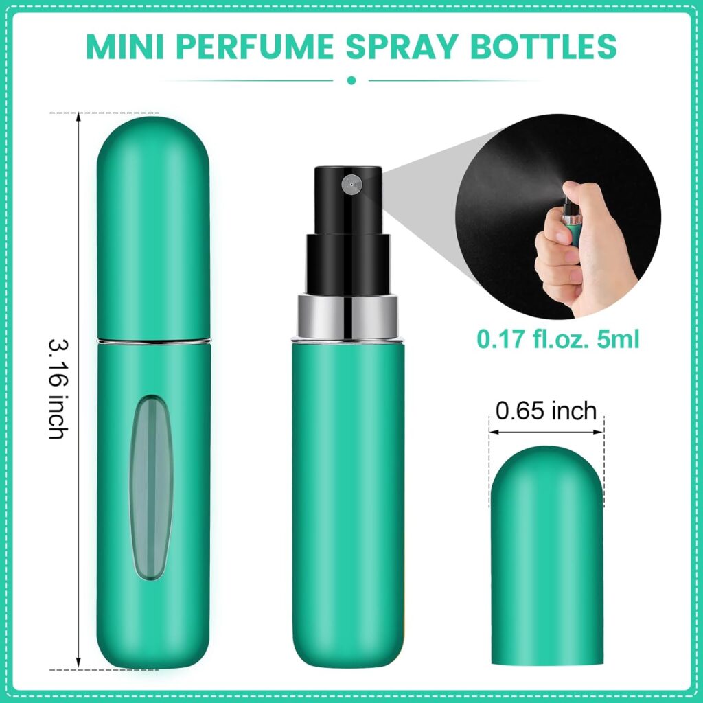 Perfume Travel Refillable Mini Spray Bottles Atomizer Travel Perfume Bottle Refillable Empty Cologne Travel Essentials for Women Mens Small Mister Spray Bottle for Travel Accessories 6 Pack 5ml/0.2oz