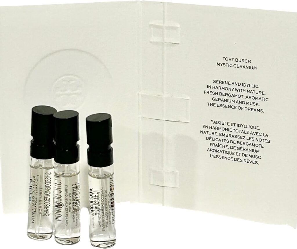 Tory Burch Mystic Geranium Eau De Parfume Sample Spray Women Perfume 1.5 ml / 0.05 oz (set of 3)