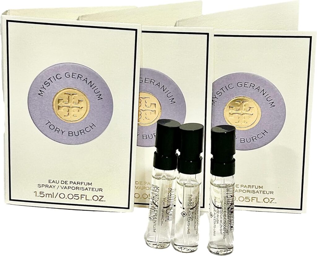 Tory Burch Mystic Geranium Eau De Parfume Sample Spray Women Perfume 1.5 ml / 0.05 oz (set of 3)