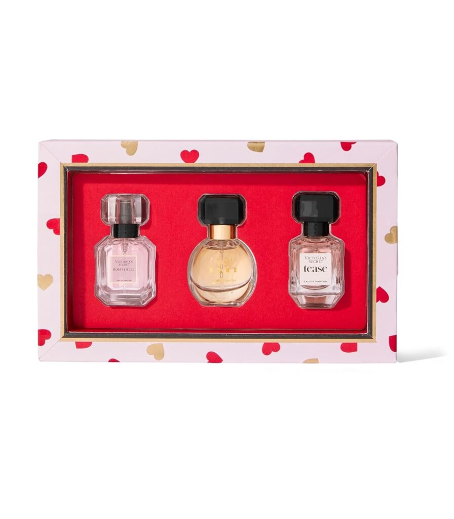 Victorias Secret Deluxe Mini Fragrance Trio, Eau de Parfume Valentines Day Giftset for Women, Includes Bombshell, Bare and Tease Mini Perfumes