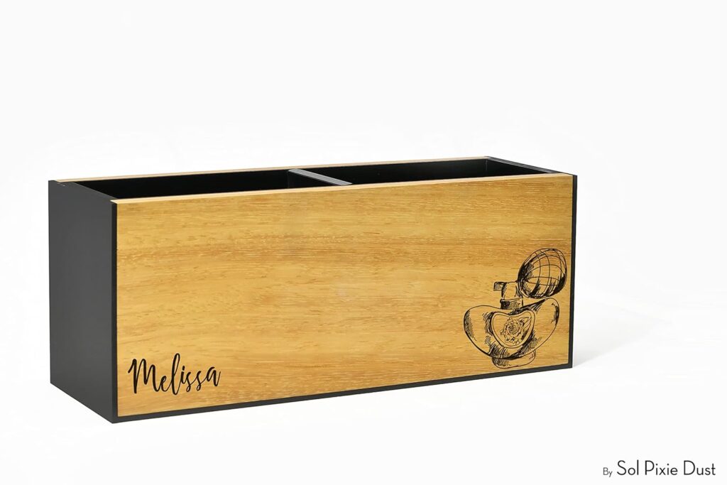 Wooden Holder - Personalized Gifts - Engraved Name - Gift for Her - Gift for Beautician - Cosmetic Storage - Make Up Organizer - Parfume